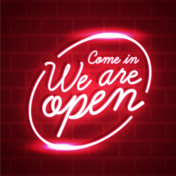 We are open neon sign design Free Vector We are open neon sign design Free Vector
