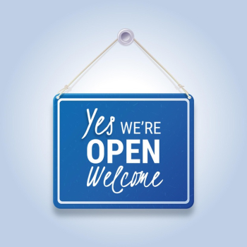 We are open sign Free Vector