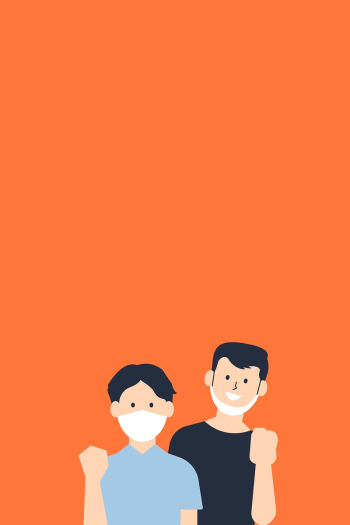 Wear a mask vector orange background Wear a mask vector orange background