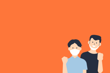 Wear a mask vector orange background Wear a mask vector orange background
