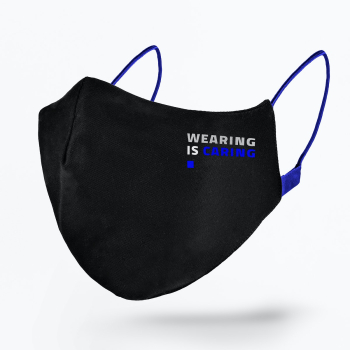 Wearing is caring on black face mask Wearing is caring on black face mask