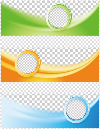 Web banner Flyer, Tricolor Business Banner, green, orange, and blue frame collage transparent background PNG clipart