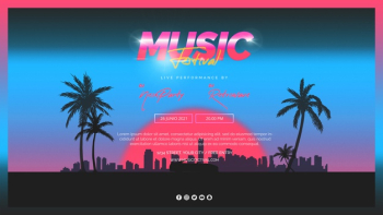 Web banner template for 80s music festival Free Psd