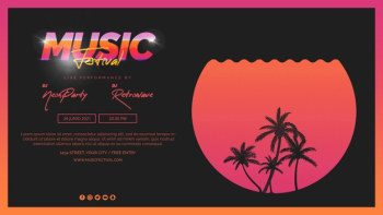 Web banner template for 80s music festival Free Psd Web banner template for 80s music festival Free Psd