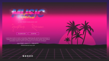 Web banner template for 80s music festival Free Psd