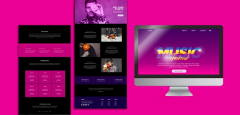 Website template for 80s music festival Free Psd