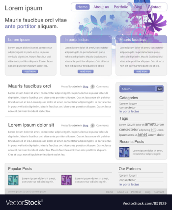 Website template vector image Website template vector image