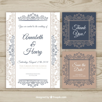 Wedding cards collection with ornaments Wedding cards collection with ornaments