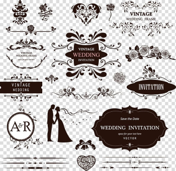 Wedding decorative pattern, Vintage Wedding frame illustration transparent background PNG clipart