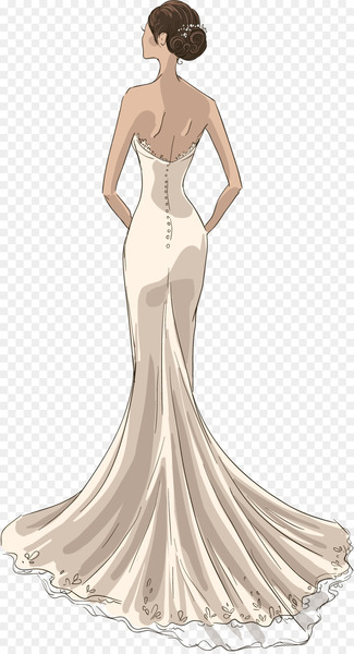 Wedding dress Drawing Model - White wedding vector Wedding dress Drawing Model - White wedding vector