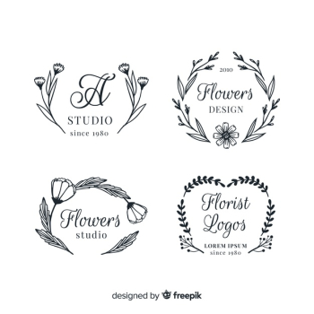 Wedding florist logo templates collection Free Vector Wedding florist logo templates collection Free Vector