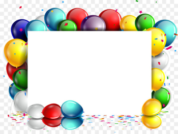 Wedding invitation Birthday cake Paper Greeting card - Colorful balloons border Message Board 
