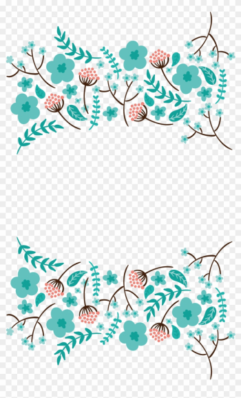 Wedding Invitation Blue - Floral Border Aqua Wedding Invitation Blue - Floral Border Aqua