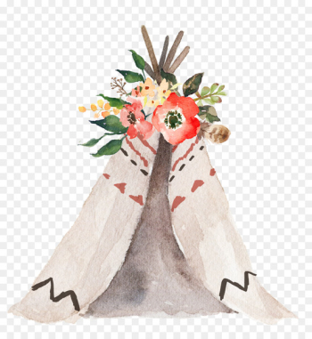 Wedding invitation Boho-chic Logo Tipi - Beautiful flowers Sen Department 