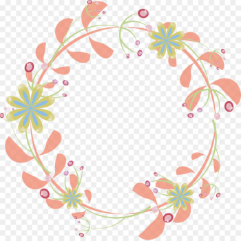 Wedding invitation Border Flowers - Pink flower rattan round border 