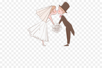 Wedding invitation Bridegroom - Married couple kiss 