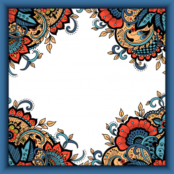 Wedding invitation card with  abstract floral elements in indian mehndi style. Free Vector