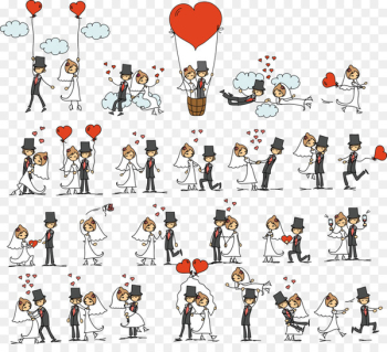 Wedding invitation Cartoon Illustration - Cartoon couple pictures 