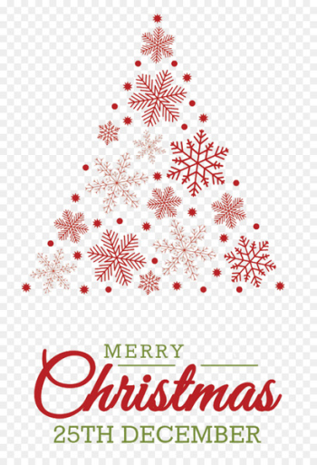 Wedding invitation Christmas card Template Greeting card - Red snowflake Christmas tree 