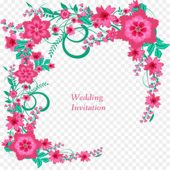 Wedding invitation Flower Floral design - Pink flowers wedding invitation 