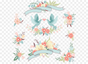 Wedding invitation Flower - Vector love birds wedding flowers 