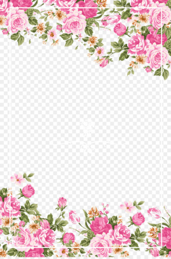 Wedding invitation Paper Flower Rose Pink - Pink roses border 