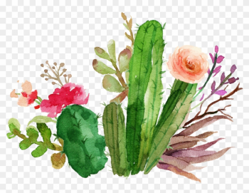 Wedding Invitation Paper Flower Textile Succulent Plant - Watercolor Cactus And Flower Wedding Invitation Paper Flower Textile Succulent Plant - Watercolor Cactus And Flower