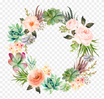 Wedding Invitation Paper Watercolor Painting Wreath - Watercolor Succulents With Flowers Wedding Invitation Paper Watercolor Painting Wreath - Watercolor Succulents With Flowers