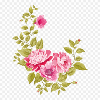 Wedding Invitation Pink Flowers Greeting Card - Floral Banner Png