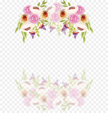 Wedding invitation - Romantic watercolor border of Camellia 