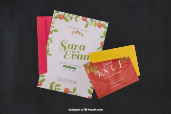 Wedding invitation set mockup Wedding invitation set mockup
