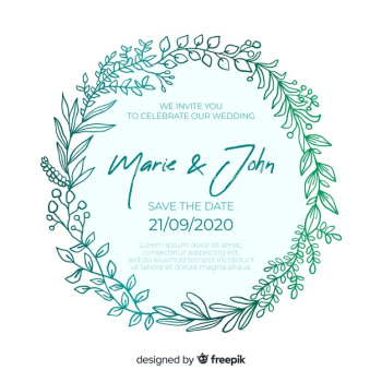 Wedding invitation template flat design Free Vector