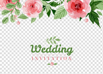 Wedding invitation text overlay, Wedding invitation Paper Flower , Wedding flowers hand-painted background transparent background PNG clipart