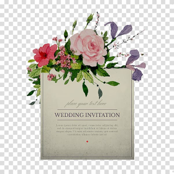 Wedding invitation Watercolour Flowers, Watercolor flowers transparent background PNG clipart