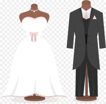 Wedding invitation Wedding dress Tuxedo Bride - Vector wedding dress 