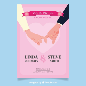 Wedding invitation with newlyweds' hands Wedding invitation with newlyweds' hands