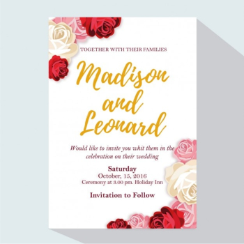 Wedding invitation with roses