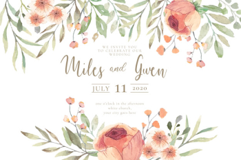 Wedding invitation with watercolor flowers ready to print Free Vector Wedding invitation with watercolor flowers ready to print Free Vector