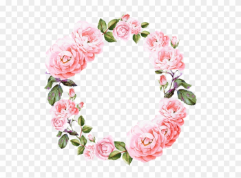 Wedding Invitation Wreath Template Decorated With Watercolor - Pink Roses Watercolor Wreath