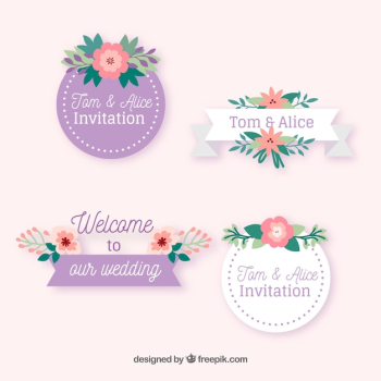 Wedding label set of four