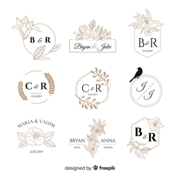 Wedding monogram logo templates collection Free Vector Wedding monogram logo templates collection Free Vector