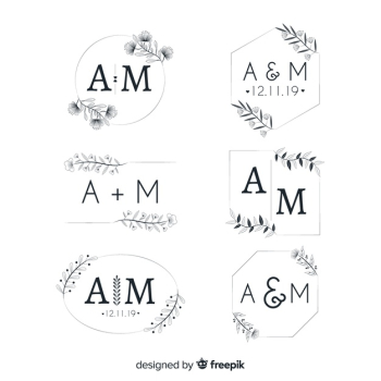 Wedding monogram logo templates collection Free Vector