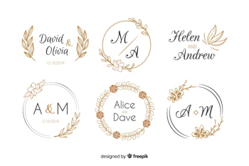 Wedding monogram logos template collection Free Vector