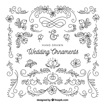 Wedding ornaments in hand drawn style Wedding ornaments in hand drawn style