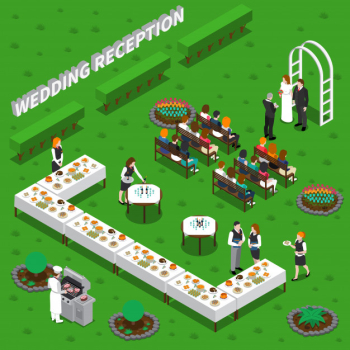 Wedding reception isometric illustration Free Vector Wedding reception isometric illustration Free Vector