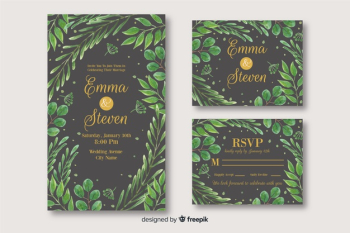 Wedding stationery template collection Free Vector