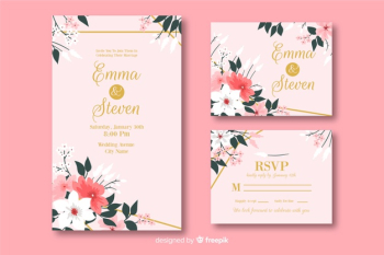 Wedding stationery template collection Free Vector