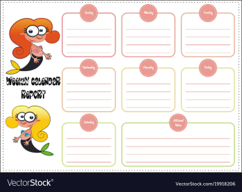 Weekly calendar report vector image Weekly calendar report vector image