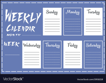 Weekly calendar report vector image Weekly calendar report vector image