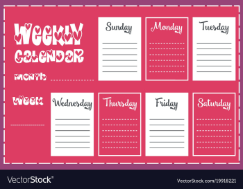 Weekly calendar report vector image Weekly calendar report vector image